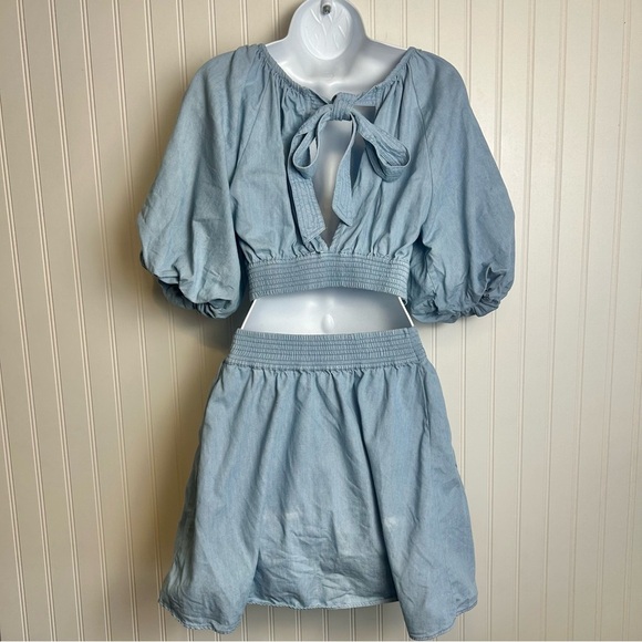 Anthropologie Love The Label Puff Sleeve Open Back Minidress Size XS H34 - Picture 8 of 16